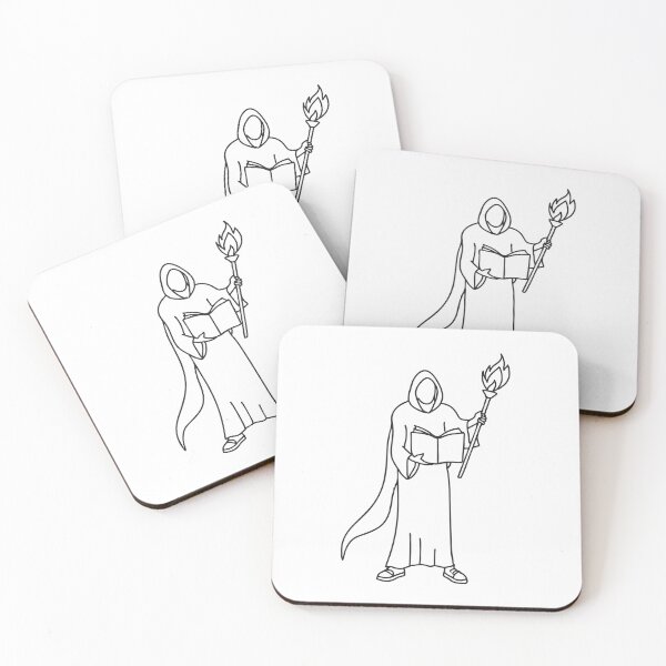 Item preview, A figure in a robe holding a torch in one hand and opening a book with the other designed and sold by rasagamastore.