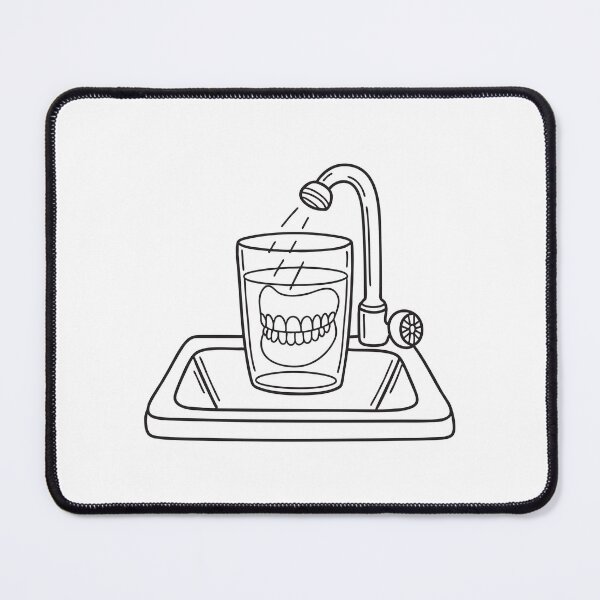 Item preview, A full denture placed inside a glass of water on bathroom sink designed and sold by rasagamastore.