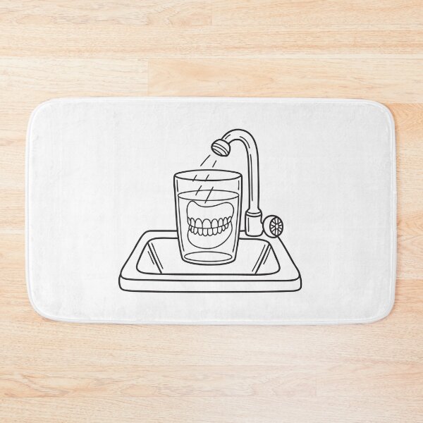 Item preview, A full denture placed inside a glass of water on bathroom sink designed and sold by rasagamastore.
