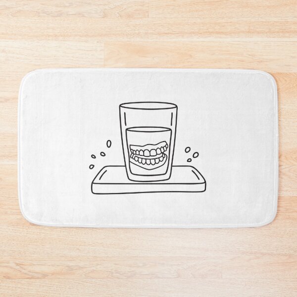 Item preview, A full denture placed inside a glass of water on bathroom sink designed and sold by rasagamastore.