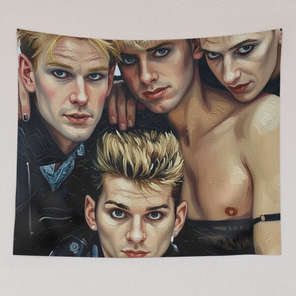 Item preview, 80s Synth-Pop New Wave Band Portrait | Dark Romanticism Oil Painting Art | Retro Music Pop Culture designed and sold by Art's Diner.