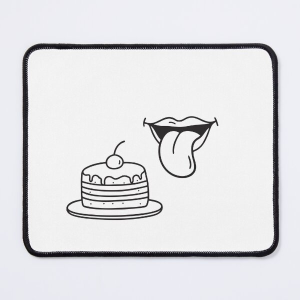Item preview, A tongue licking the lips beside a cake designed and sold by rasagamastore.