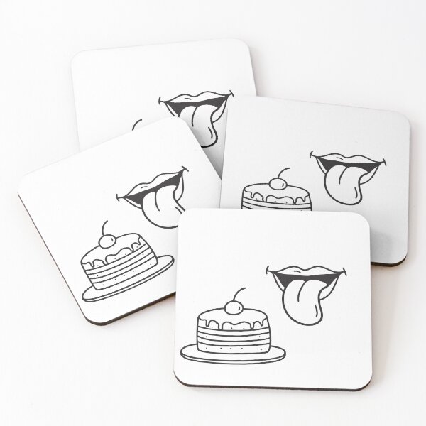Item preview, A tongue licking the lips beside a cake designed and sold by rasagamastore.