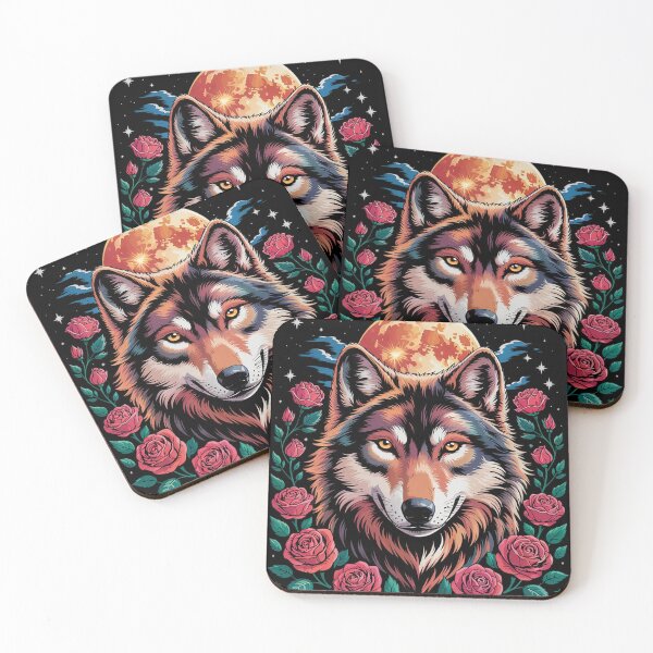 Item preview, Botanical Wolf Women Roses Full Moon Kids Floral Wolf1  designed and sold by MyzoToyota.