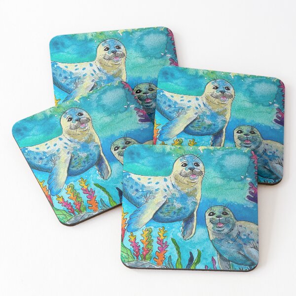 Item preview, Baby Seals Gossipy | Cute and Funny Marine Art designed and sold by LeidySilvaArt.