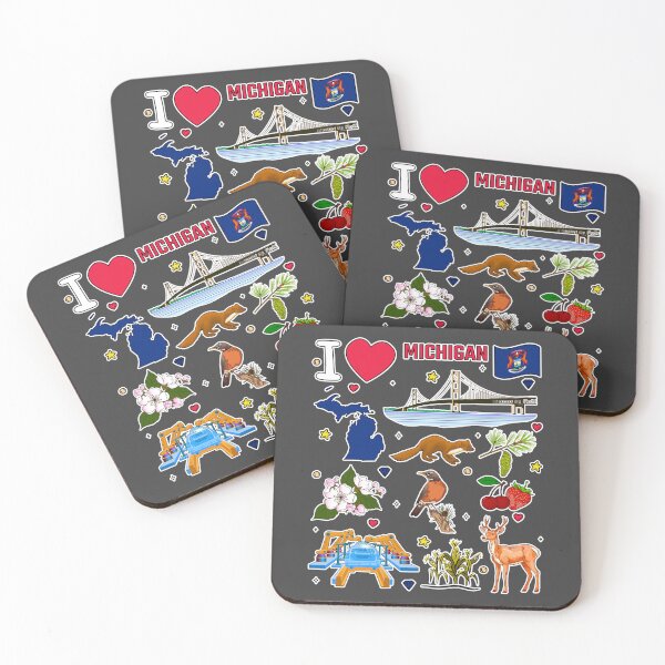 Item preview, Michigan Love Sticker Pack, Mackinac Bridge, Robin & State Map Pride designed and sold by mashmosh.