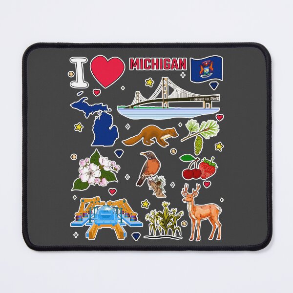 Item preview, Michigan Love Sticker Pack, Mackinac Bridge, Robin & State Map Pride designed and sold by mashmosh.