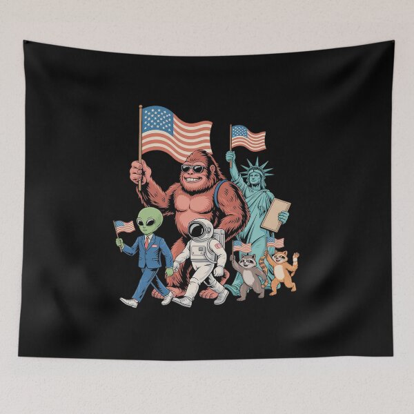 Item preview, Vintage 4th Of July Sasquatch Raccoon Funny 4th Of July  designed and sold by InspiredFoul.