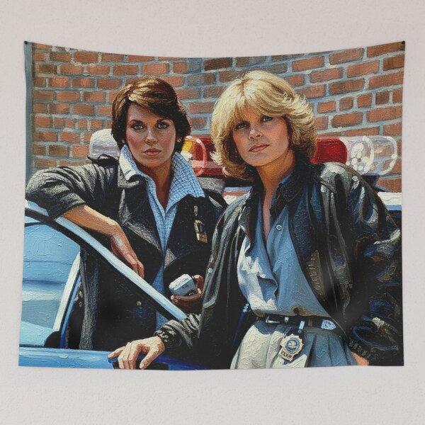 Item preview, 80s Classic TV Female Detectives Art | Police Duo Oil Painting | Cagney and Lacey Tribute designed and sold by Art's Diner.