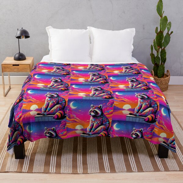 Item preview, Psychedelic Sunset Raccoon Illustration designed and sold by Dogandesighn.