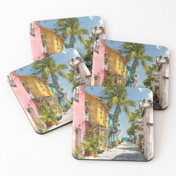 Item preview, Tropical Florida Street with Pastel Conch Houses in Key West designed and sold by daila70.