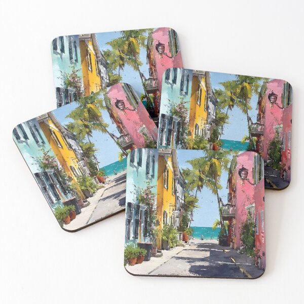 Item preview, Pastel Florida Keys Street with Teal Ocean Horizon designed and sold by daila70.