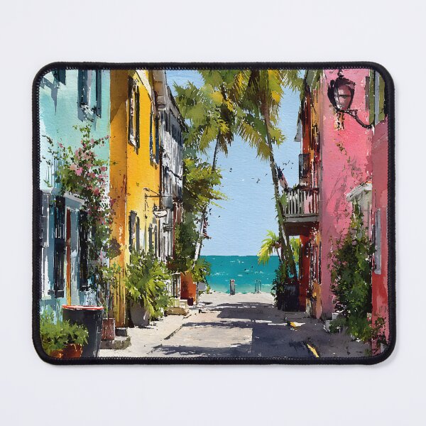 Item preview, Pastel Florida Keys Street with Teal Ocean Horizon designed and sold by daila70.