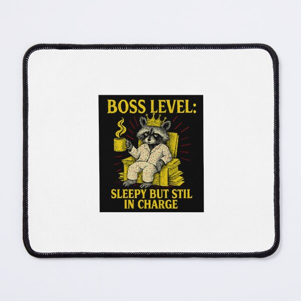 Item preview, Boss Level Sleepy But Still in Charge – Funny Raccoon Mug designed and sold by inkfluenceart.