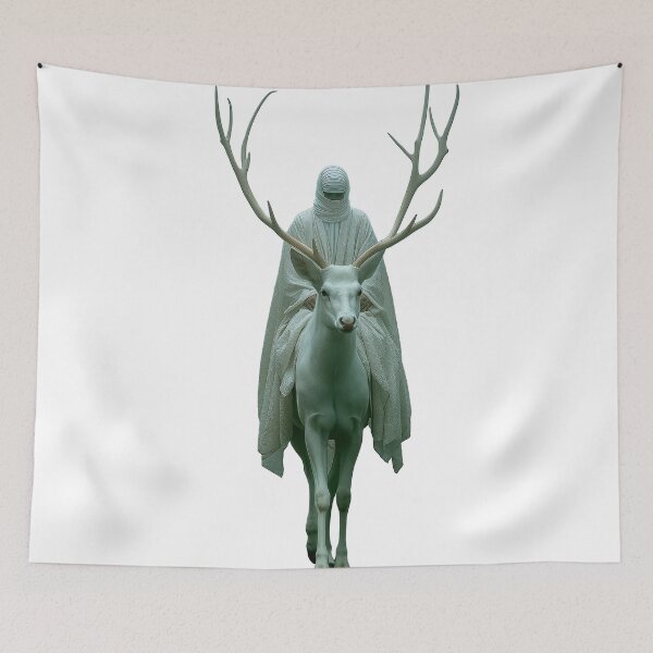 Item preview, Man on White Deer – Mystical & Majestic Fantasy Illustration designed and sold by Baymang.