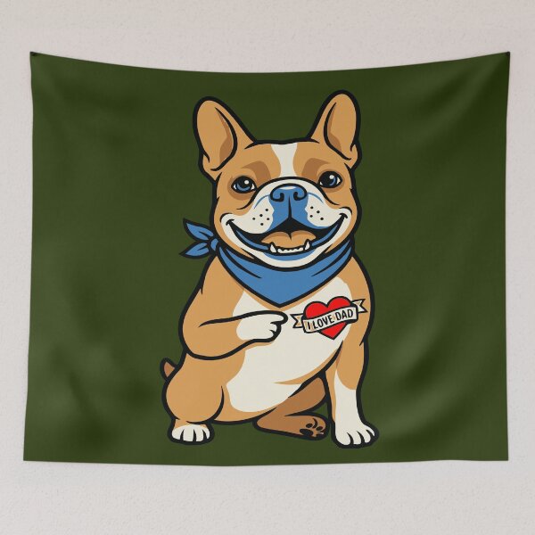 Item preview, Funny I Love Dad Tattoo French bull dog Dad designed and sold by Colorfulman.
