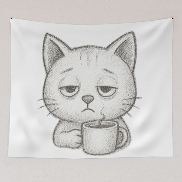 Item preview, Cat Drinking Coffee designed and sold by DomGDesign.