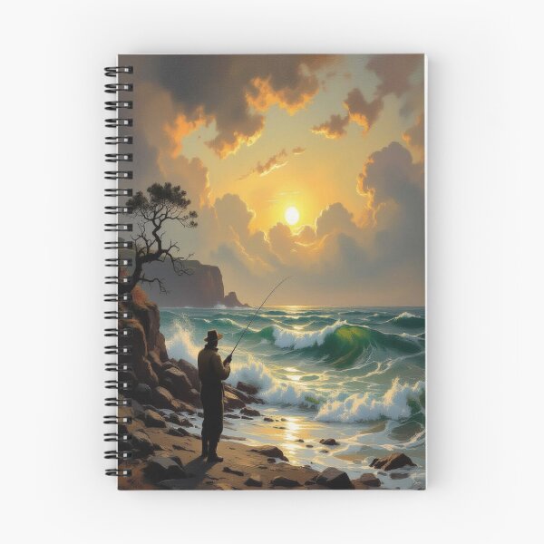 Item preview, Sunset Fishing on the Rocky Beach - Golden Light, Windswept Tree & Peaceful Coastal Vibes designed and sold by FotoworldEdel.