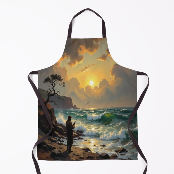 Item preview, Sunset Fishing on the Rocky Beach - Golden Light, Windswept Tree & Peaceful Coastal Vibes designed and sold by FotoworldEdel.