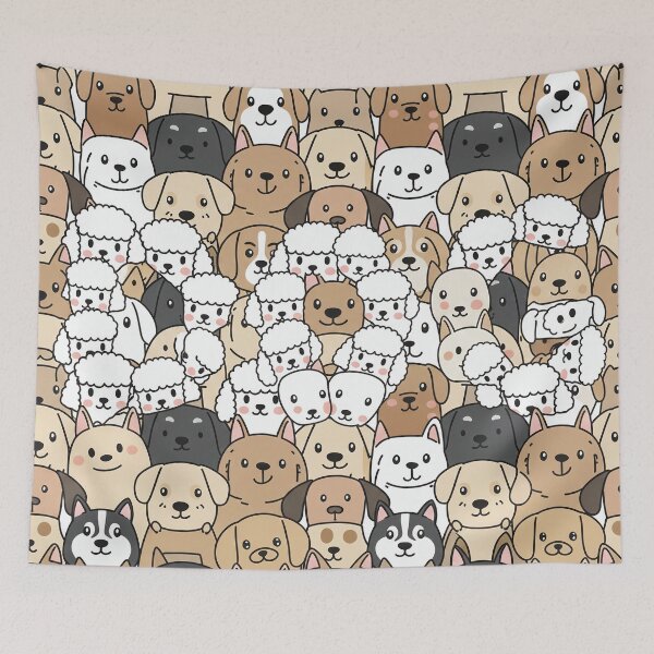 Item preview, Cute Cartoon Dog Faces Pattern – Seamless Tiling Wallpaper | Puppy Background designed and sold by Wild-way Art.