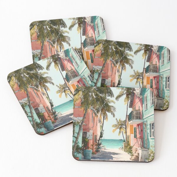 Item preview, Tropical Key West Street with Soft Pastels and Blue Ocean designed and sold by daila70.