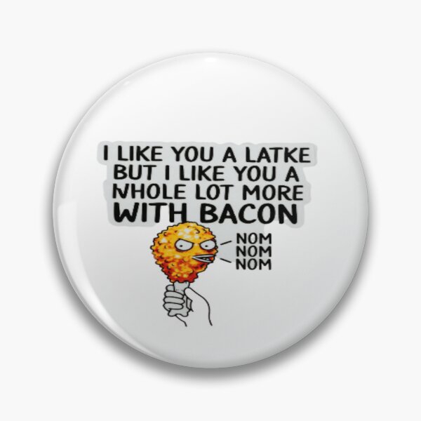 Item preview, Funny Food Pun T-Shirt & Sticker – “I Like You a Latke but I Like You More With Bacon” Cartoon Latke Design designed and sold by Sushikidsntoddlers.