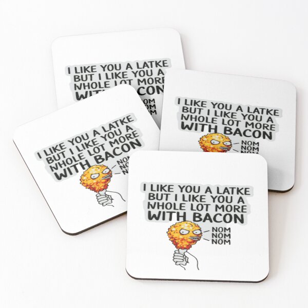 Item preview, Funny Food Pun T-Shirt & Sticker – “I Like You a Latke but I Like You More With Bacon” Cartoon Latke Design designed and sold by Sushikidsntod.