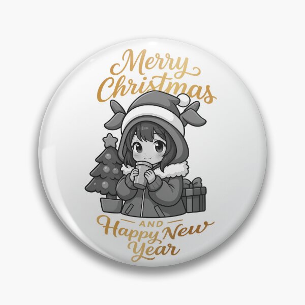 Item preview, gold cute girl anime merry christmas and happy new year designed and sold by sabartgunpla.