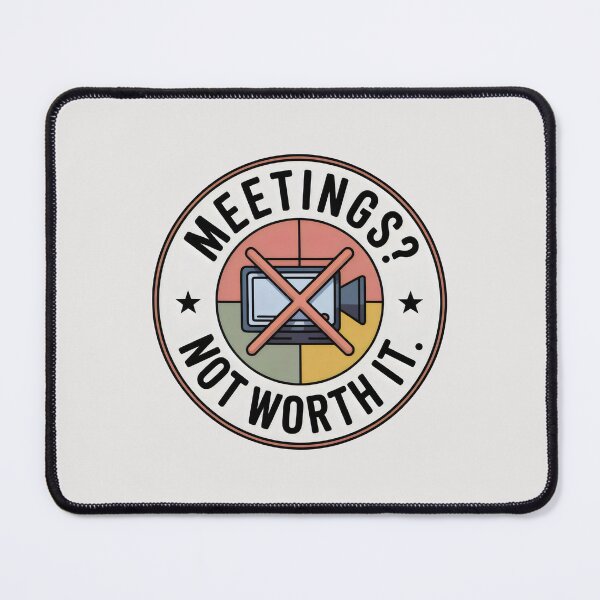 Item preview, Meetings Not Worth It Emblem with Vintage Camera and Glitch Protest Style designed and sold by SplashTastic.