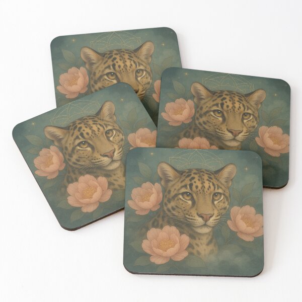 Item preview, Ocelot Moon Bloom – Mystical Floral Ocelot Illustration designed and sold by GeoWild Designs.