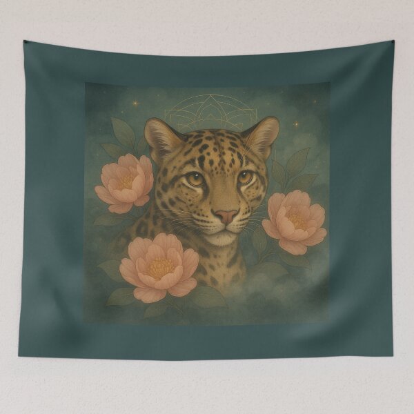 Item preview, Ocelot Moon Bloom – Mystical Floral Ocelot Illustration designed and sold by GeoWild Designs.