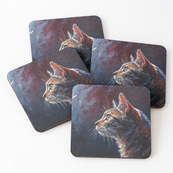 Item preview, Abstract Contemporary Cat Painting – Impasto Texture, Dark Artistic Style designed and sold by Art of Instine.