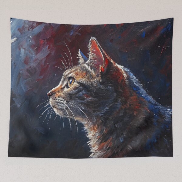 Item preview, Abstract Contemporary Cat Painting – Impasto Texture, Dark Artistic Style designed and sold by Art of Instine.