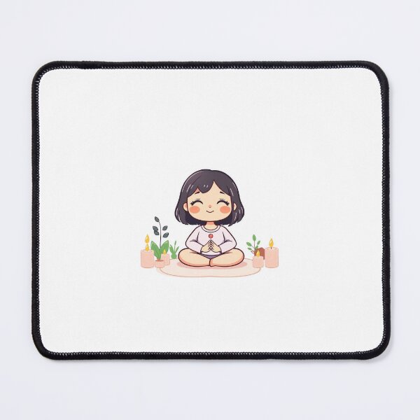 Item preview, Cute Self-Care Girl – Meditating Aesthetic Wellness Cartoon designed and sold by DreamyDesigns17.