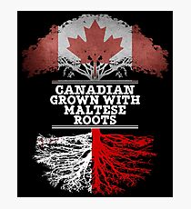 Canadian Grown With Maltese Roots Gift For Maltese From Malta - Malta Flag in Roots Photographic Print