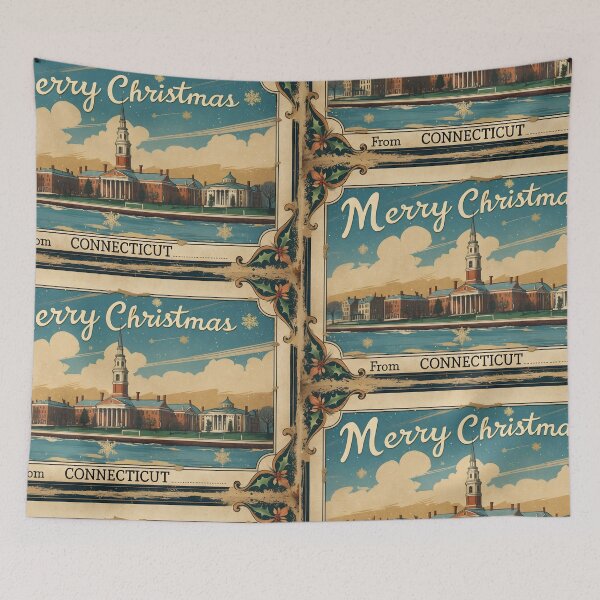 Item preview, Merry Christmas From Connecticut USA Postcard Greetings Retro Travel Vintage designed and sold by TravelPostcardGems.