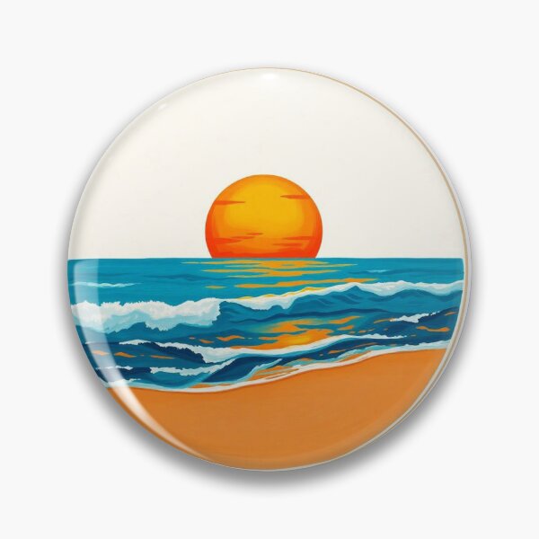 Item preview, Retro Beach Sunset Waves – Coastal Minimal Aesthetic Design designed and sold by DreamyDesigns17.