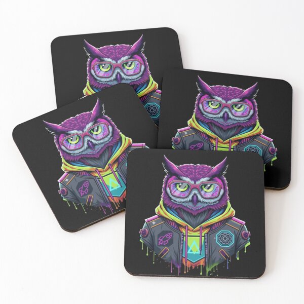Item preview, Neon Cyberpunk Owl Illustration designed and sold by Dogandesighn.