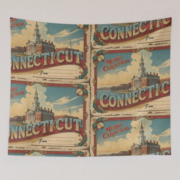 Item preview, Merry Christmas From Connecticut USA Postcard Greetings Retro Travel Vintage 2 designed and sold by TravelPostcardGems.