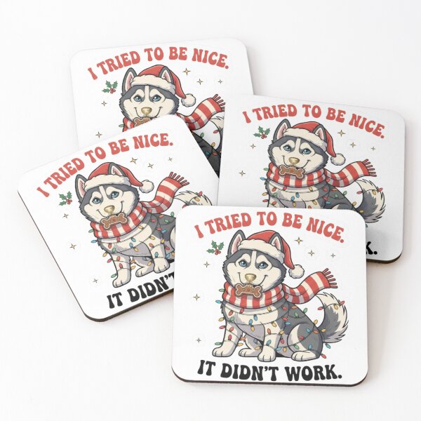 Item preview, I Tried To Be Nice. It Didn't Work. - Funny Husky Christmas Sarcasm - Naughty Dog Holiday Gift designed and sold by ARTReMi.