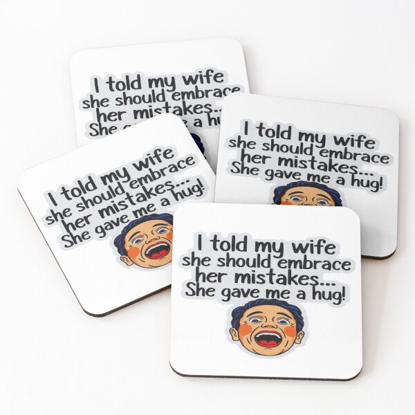 Item preview, Funny Husband Joke T-Shirt & Sticker – “I Told My Wife to Embrace Her Mistakes, She Gave Me a Hug” Retro Comic Humor Design designed and sold by Sushikidsntoddlers.