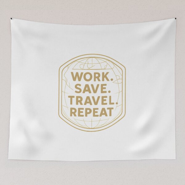 Item preview, Work. Save. Travel. Repeat Adventure Vintage Travel designed and sold by Retro-Anime9.