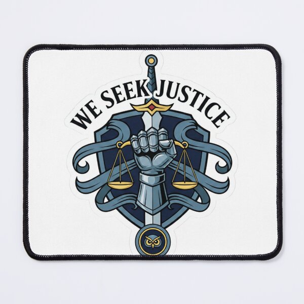 Item preview, We Seek Justice - Armoured Gauntlet and Scales Emblem designed and sold by Wear2Transform.