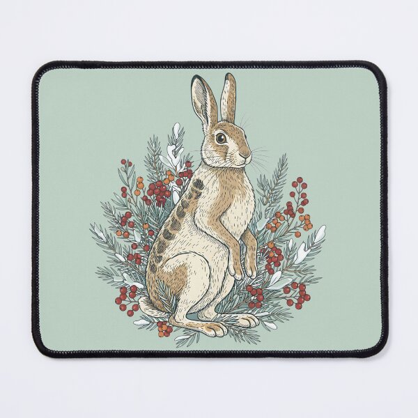 Item preview,  Snowshoe Hare With Winter Berries Vintage Naturalist Illustration designed and sold by BirdsnStuff.