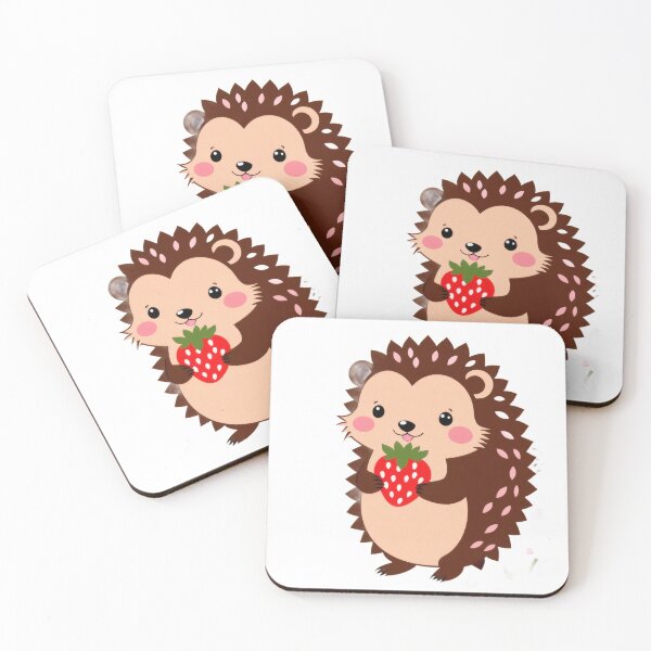 Artikelvorschau, Kawaii Igel mit Erdbeere – Süßes Tierdesign & fruchtiges Kawaii Pattern entworfen und verkauft von Visualynx.