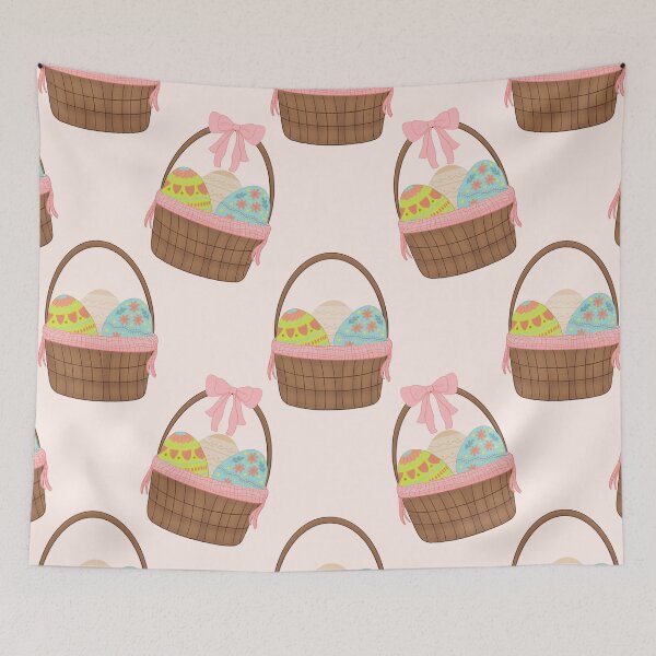 Item preview, Easter Basket Pattern – Cute Pastel Eggs with Pink Bows (Seamless Spring Design) designed and sold by Wriden.