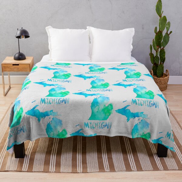 Item preview, Michigan Watercolor Map: Vibrant Teal & Aqua State Pride Tee designed and sold by mashmosh.