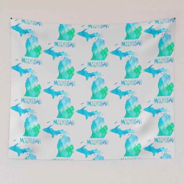 Item preview, Michigan Watercolor Map: Vibrant Teal & Aqua State Pride Tee designed and sold by mashmosh.