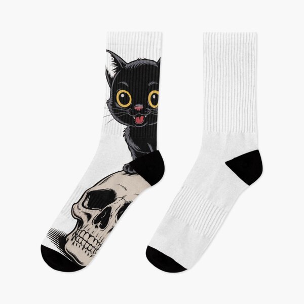 Item preview, Cute Black Cat on Skull Gothic Halloween Art designed and sold by flagylART.
