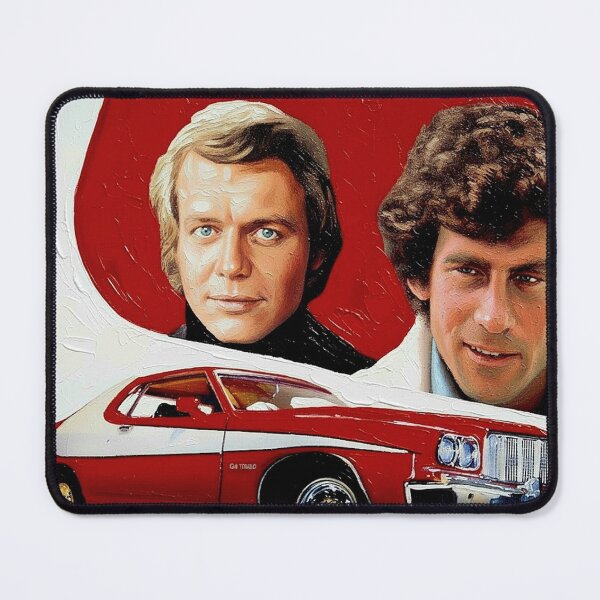 Item preview, 70s 80s Buddy Cop Detective Art | Iconic Red & White Muscle Car Painting | Vintage TV Action designed and sold by Art's Diner.